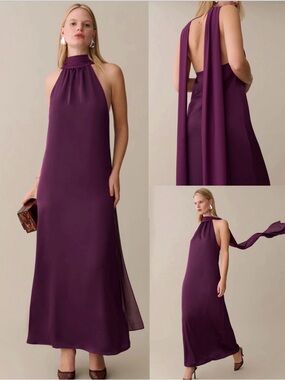 Alexis for o.p.t  Alessia Dress Elegant Halter Maxi Dress in Plum size Med NWT